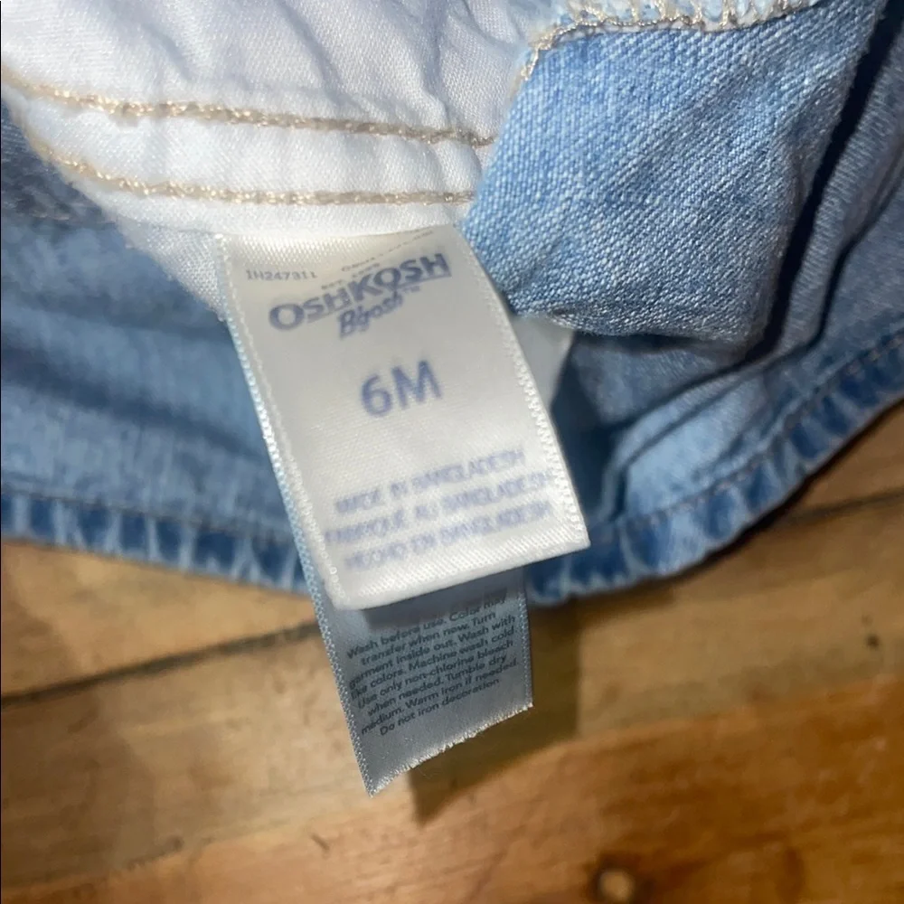 OshKosh B'gosh Blue Denim Short Overalls Casual Style, 6m